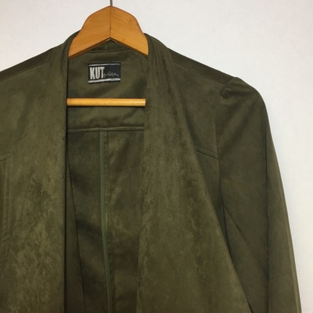 KUT from the Kloth Tayanita Olive Faux Suede Jacket Size Medium - Picture 7 of 11